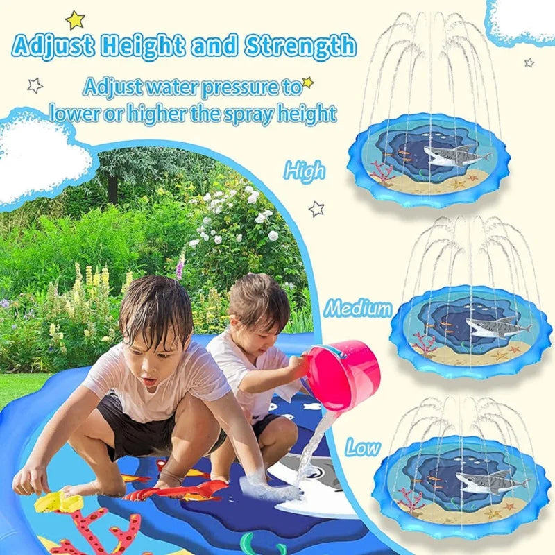 Summer Children's Play Sprinkler Mat 170CM Shark Unicorn Sprinkler Mat Children's Outdoor Interactive Fountain Toys Qme