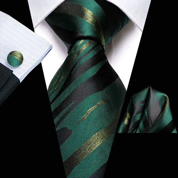 Professional Mens 3-Piece Suit Set: Necktie, Pocket Square & Cufflinks, Classic Design for Wedding Qme DPTH-LDSN3431