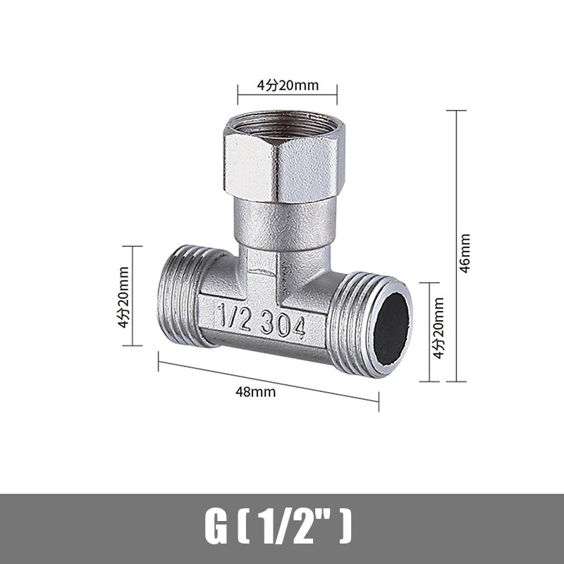 Bath Bidet Sprayer Shower Stainless Steel T Adapter G1 2 T-valve Qme A8