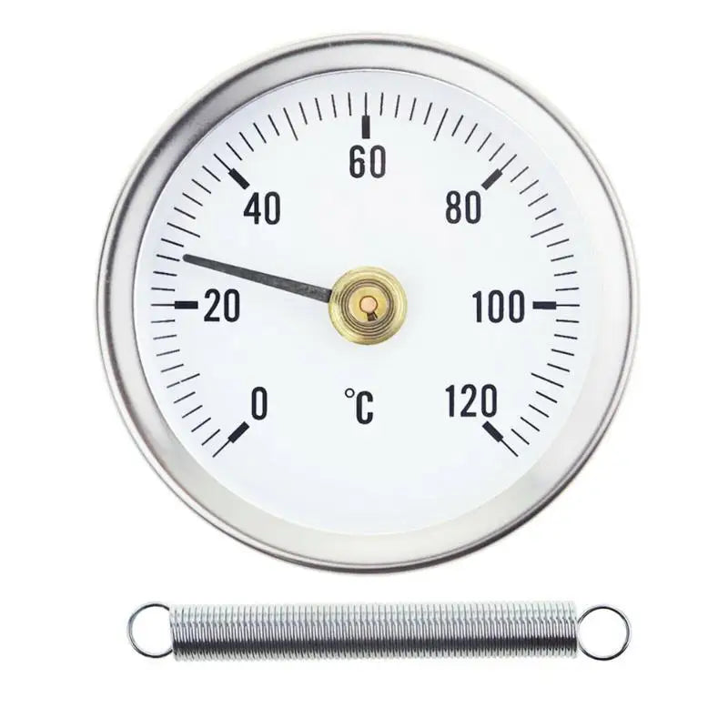 0-120℃ Stainless Steel Clamp-on Tube On Tube Heating Spring 63mm Metal Temperature Temp Gauge Spring Industrial Tool Qme