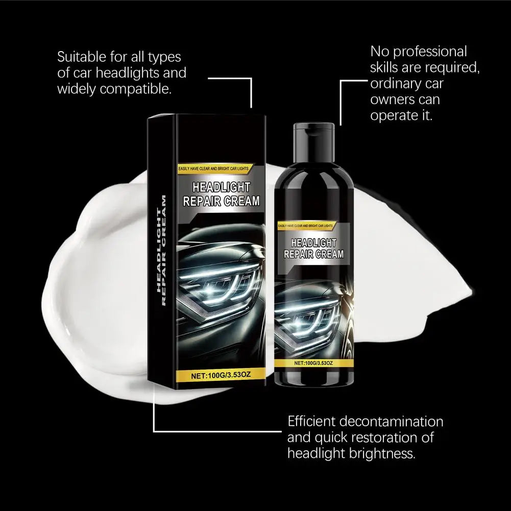 Car Headlight Restoration Polishing pasteHeadlamp Scratch Remover Repair Cleaning Paste Remove Oxidation Headlight Polish Liquid Qme