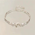 Elegant New Flowers Bracelet for Women Sweet Y2K Moon Cherry Blossom Bow Zircon Bracelets Luxury Designer Trend Daily Jewelry Qme REDDISH BROWN