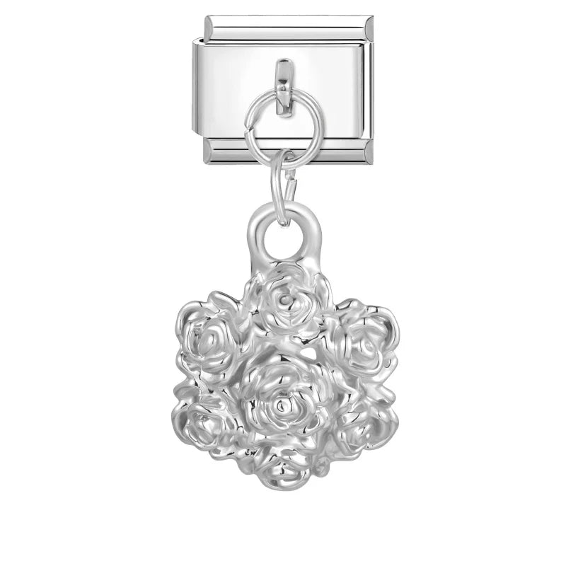 Colored Crystal Turtle Moon Heart Italian Charm Stainless Steel Link