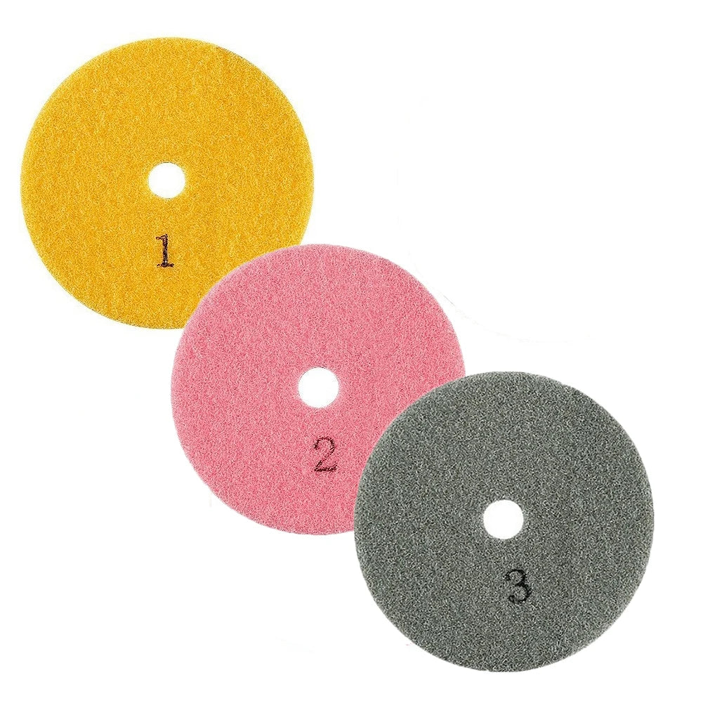 3 PCS 4 Inch 100mm Dry/Wet 3 Step Set Polishing Pads Granite Polishing Tool For Marble Stone Concrete Grinding Abrasive Qme