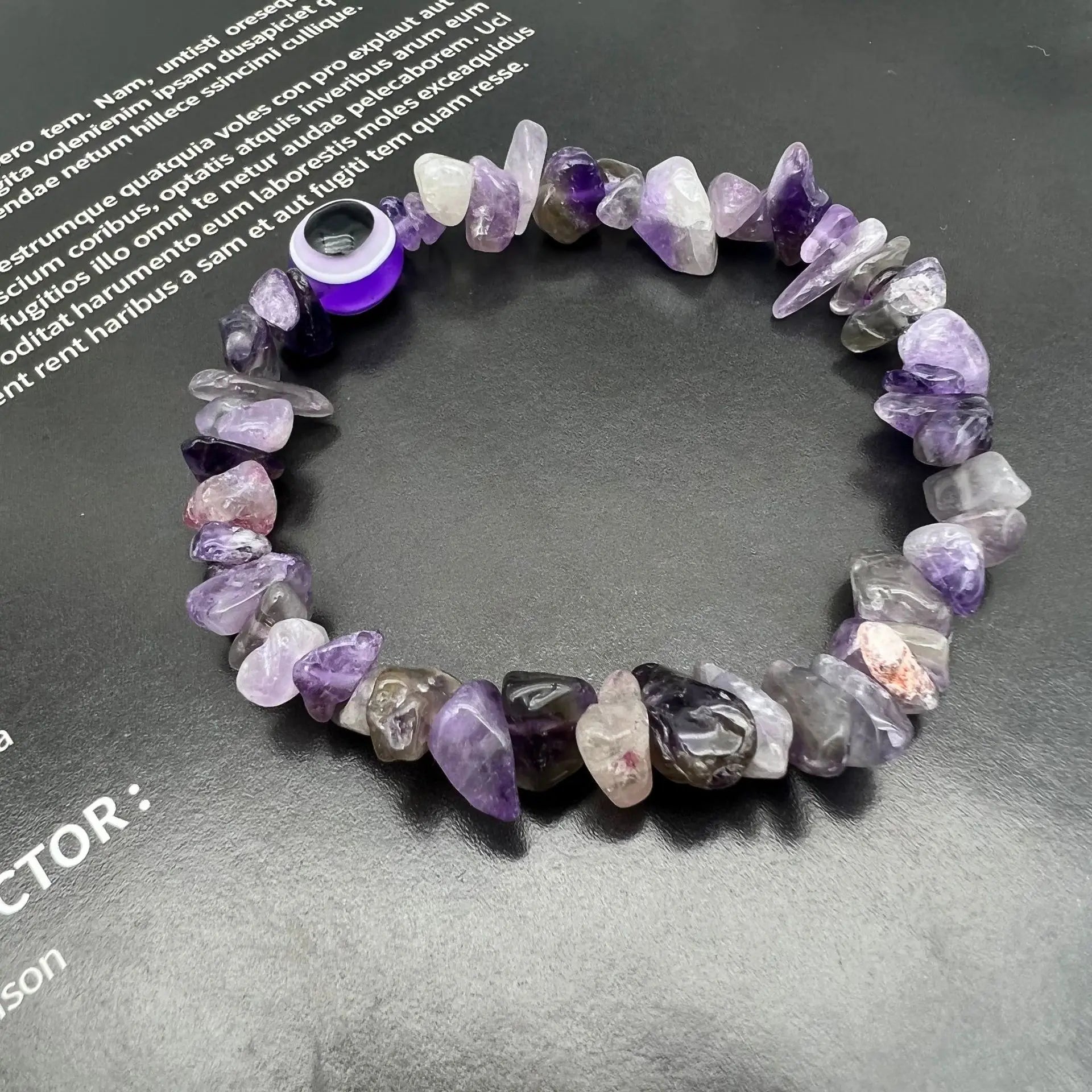 b57 Blue Evil Eye Crystal Bracelet Irregular Natural Stone Beads Chip Jewelry Amethyst Aquamarine Rose Quartz Bangles for Women Qme