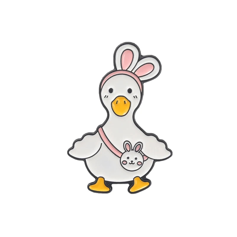 Cute Animal Enamel Pins Duck Goose Brooches Bicycle Doctor Metal Badges Lapel Clothes Funny Kids Friend Jewelry Gifts Wholesale Qme style 3
