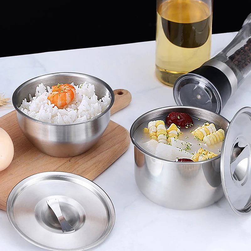Stainless Steel Rice Bowl Lid Soup Steamed Anti-scalding Child Small Qme