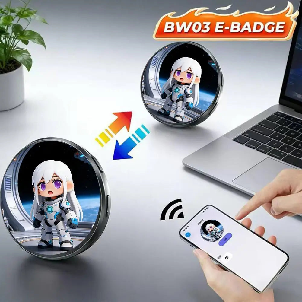 Electronic Badge Pin Anime E-badge Display 1 50-inch HD Screen Qme