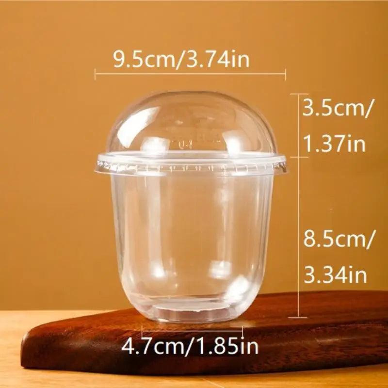 Disposable Clear Plastic Cup Hole Dome Lids Juice Salad Dessert Cups Qme