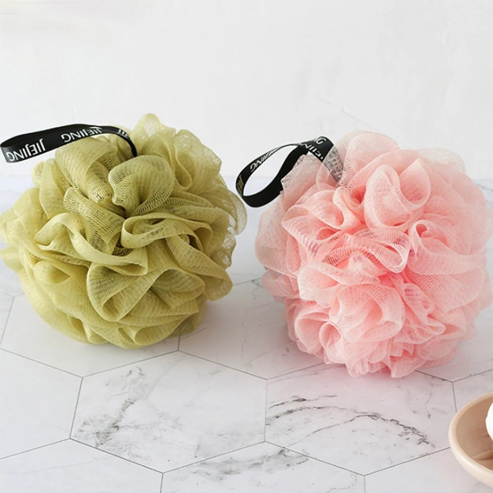 Colorful Mesh Pouf Shower Sponge With Loofah And Shower Ball Soft And Gentle On Skin Perfect For Bathing And Showering Qme