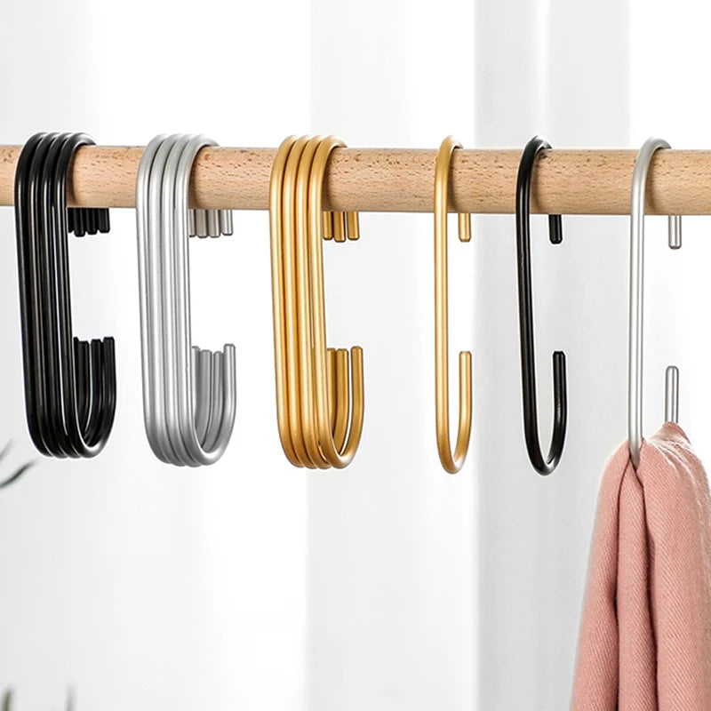 Clothes Bags Hats Closet Organizer System C Shape Hooks Gold Silver Qme