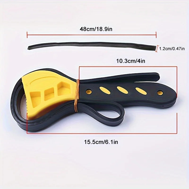 1Pcs 6inch Belt Wrench Oil Filter Puller Strap Spanner Chain Wrench Strap Opener, Adjustable Disassembly Tool Qme