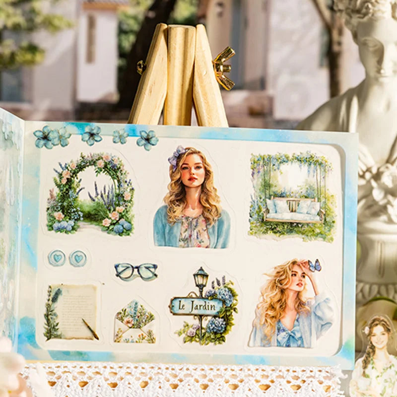 18 Sheets/Bag Manor Scenery Die-Cut Stickers Book for Scrapbook Journal DIY Planner Phone Case Notebook Decoration Craft Gift Qme