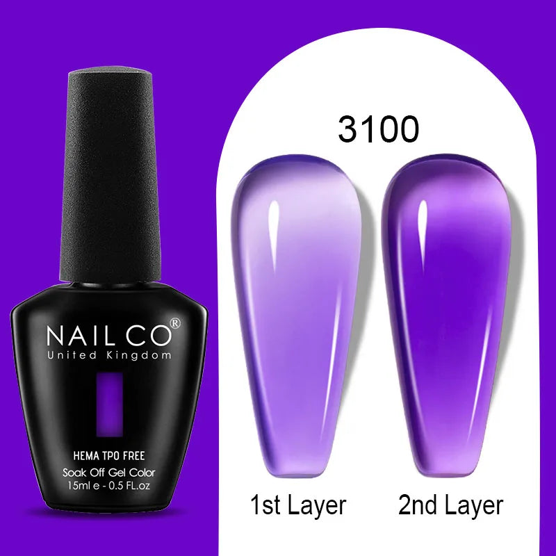 Nailco Jelly Gel Nail Polish Transparent Varnishes 44 Colors Red Pink Qme