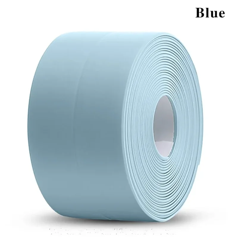 Waterproof Sealing Tape Strips PVC Self Adhesive Wall Sticker for Bathroom Shower Bath Seal Caulk Strip Kitchen Sink Mold Proof Qme 9.6M(31.5 Feet) Blue 3.8CM(1.5inch)