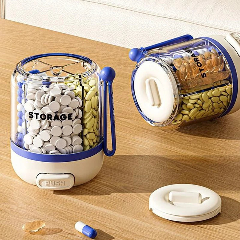 4-Compartment Round Pill Organizer Portable Daily Medicine Case Qme
