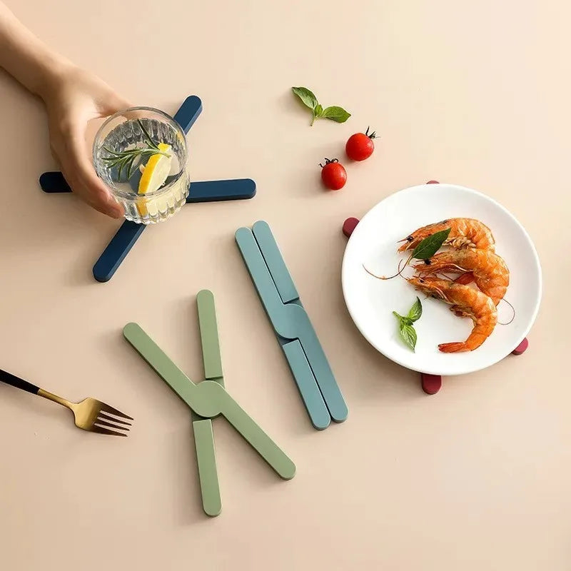 Insulation Pad X-shaped Folding Non-slip Pot Mat Table Placemat Dish Qme