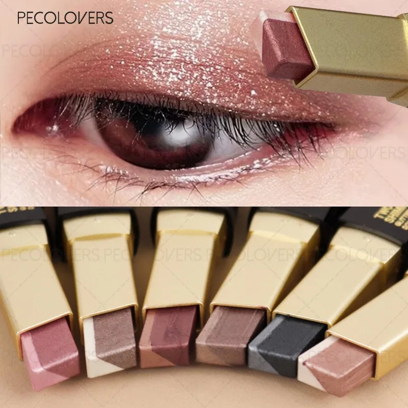 1PC Lazy Two-color Eye Shadow, Eye Highlight, Brighten Eyes, A Must-have for Beginners, Waterproof, Eye Cosmetics Qme