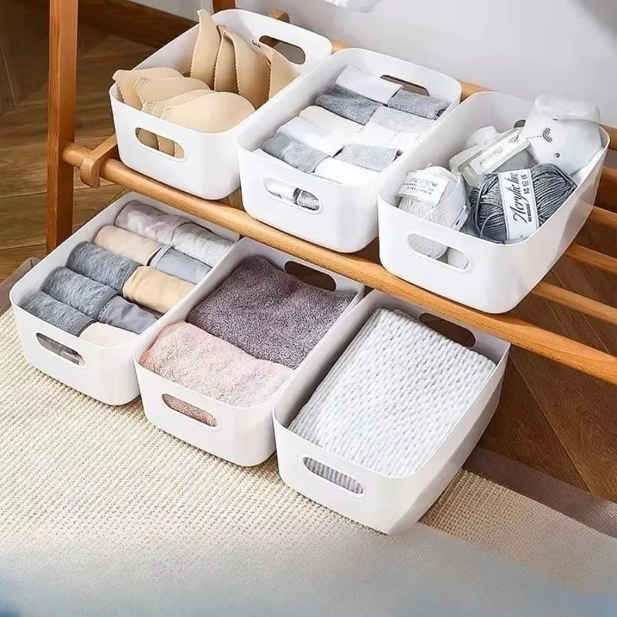Storage Box Household Drawer Plastic Storage Desktop Storage Box Cosmetics Grocery Snack Storage Basket Kitchen Qme