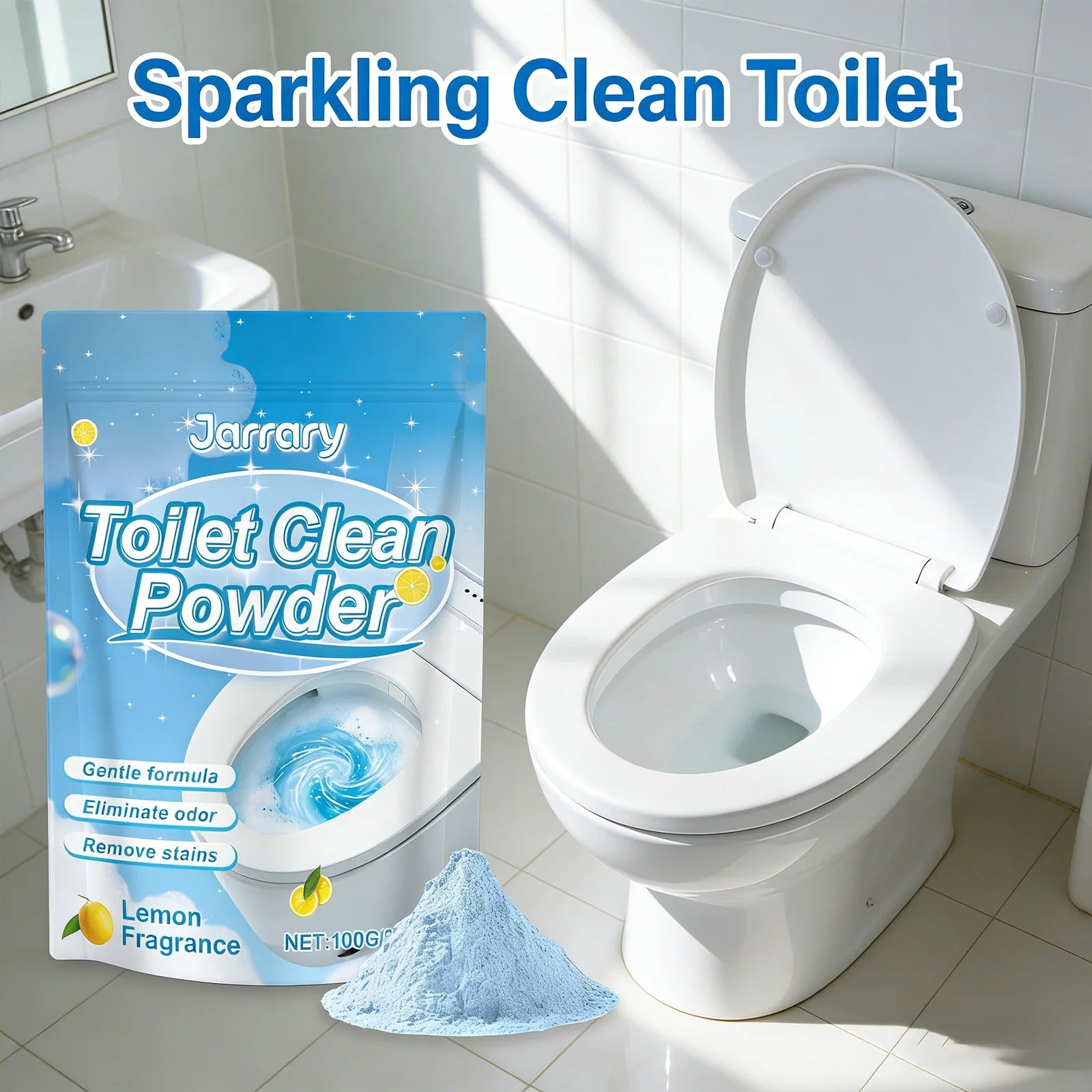 Toilet Cleaning Powder Gentle Formula Removing Stains & Urinary Scale Eliminate Odors Lemon Fragrance Household Toilet Cleaner Qme