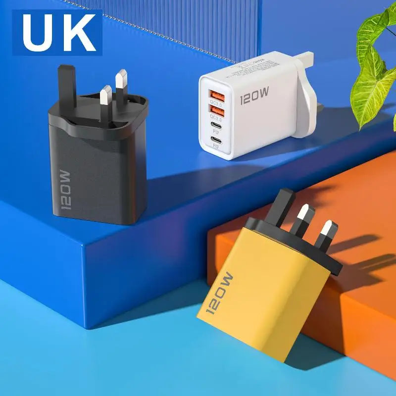 4 Port 120W USB C Fast Charger Station PD QC30 Wall Adapter Qme