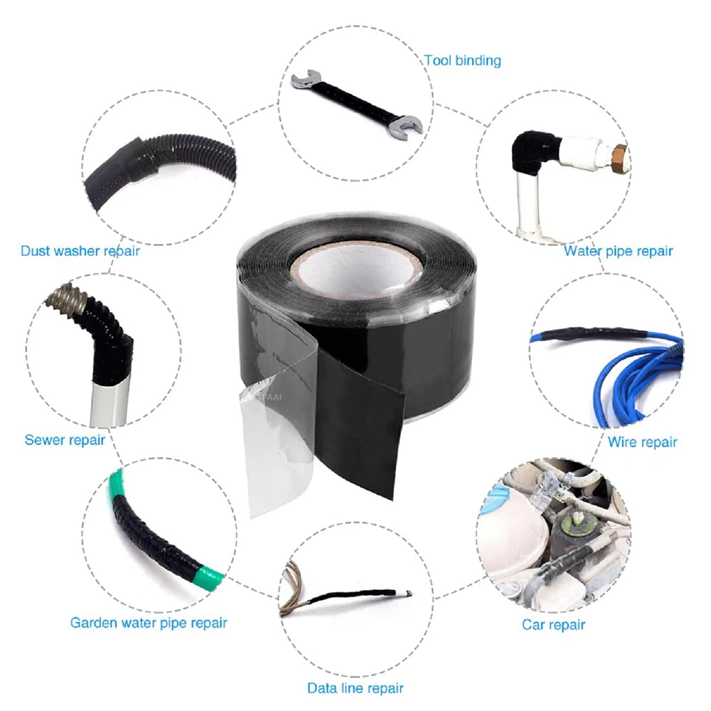 300cm Pipe Stop Leaks Repair Tape Self-Fusing Silicone Rubber Waterproof Insulation Super Strong Adhesive Stretchable Duct Tapes Qme