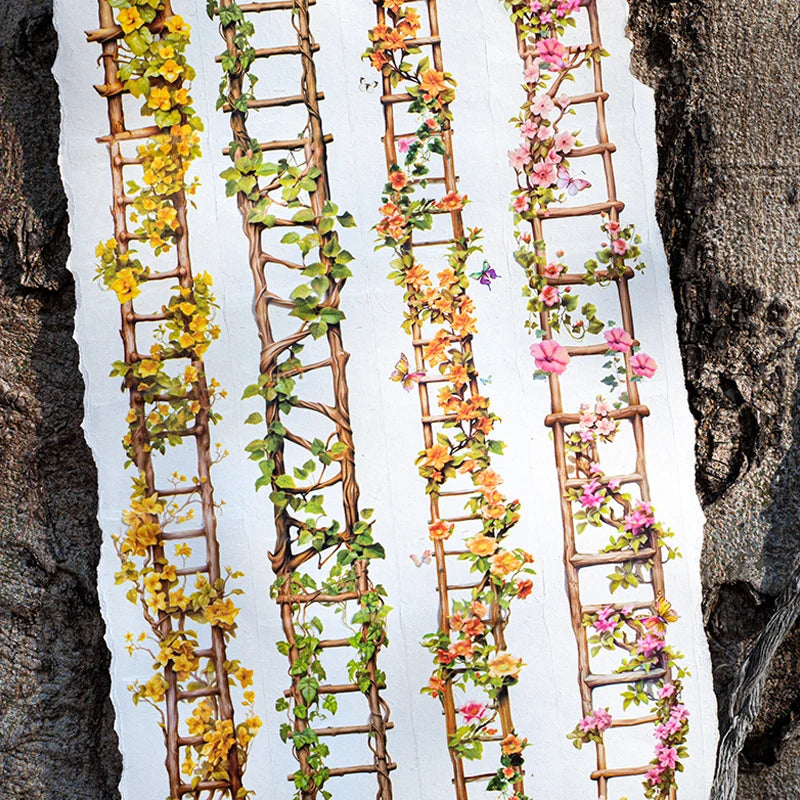 Washi Tape 40mm*2m Flower Ladder Garden Landscaping Tape - Handbook Stationery for DIY Handmade & Scrapbook Diary Decoration Qme
