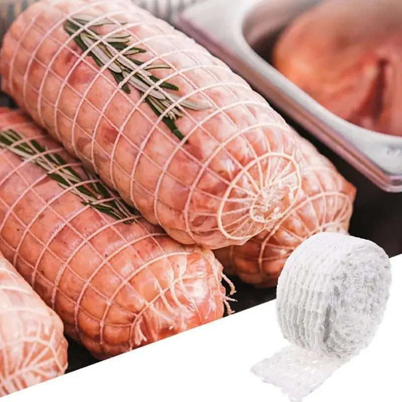 3M Meat Cotton Mesh Bag Ham Sausage Mesh Pork Roll Rope Sausage Mesh Cover Meat Cooking Tools Hot Dog Ham Elbow Fixed Mesh Bag Qme