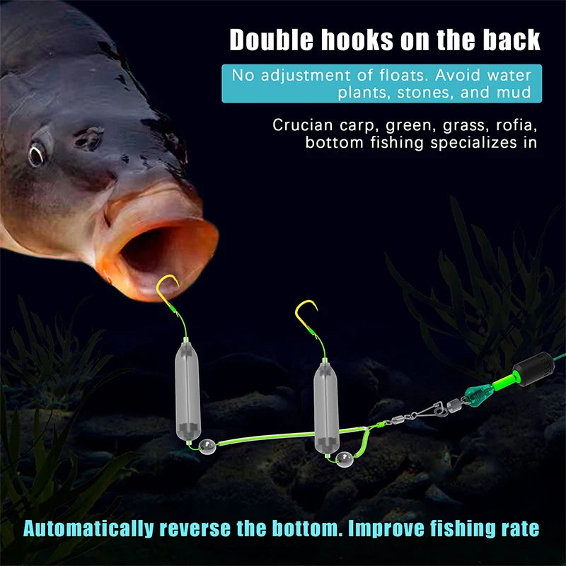 Carbon Steel Fishing Hook Double Bait Keeper Barbs Anti-separation Qme