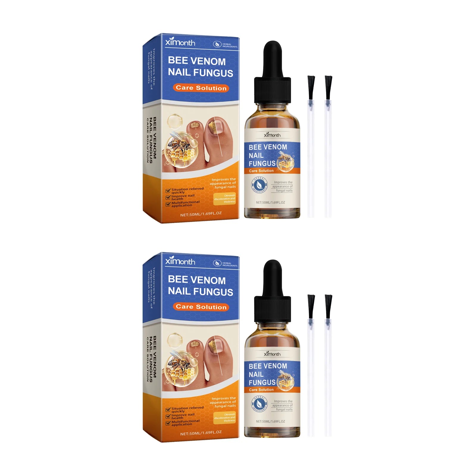 Bee Venom Nail Fungus Care Solution Maintenance Repair Nail Discoloration Thick Hand Foot Nail Manicureed Health Care Essence Qme 2 x 50ml Boxed