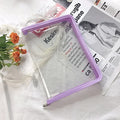 A5 Transparent Glitter PVC File Bag Student Stationery Storage Ins Color Wrapped Zipper Bag Simple Plastic Material Storage Bag Qme Purple