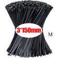 100PCS Nylon Self-Locking Cable Ties Durable Zip Ties Wire Organizer Straps Loop Wrap Fastening for Home Office Cable Management Qme 3x150mm Black 100PC