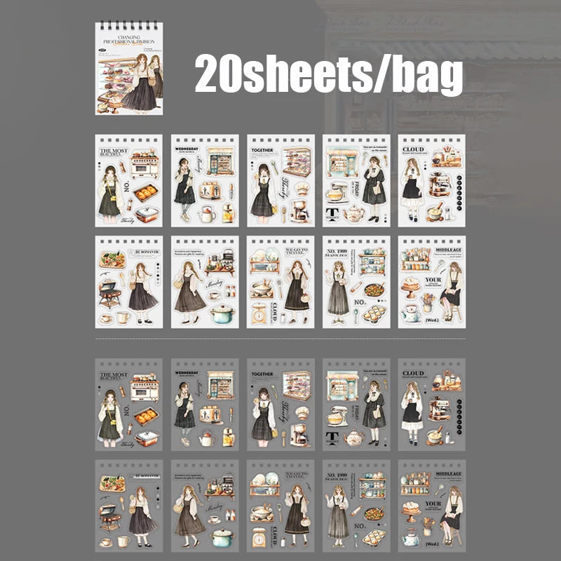 20 Sheets Career Sticker Book for Journal Scrapbooking DIY Planner Phone Case Decoration Kids Adults Craft Art Supplies Qme 3