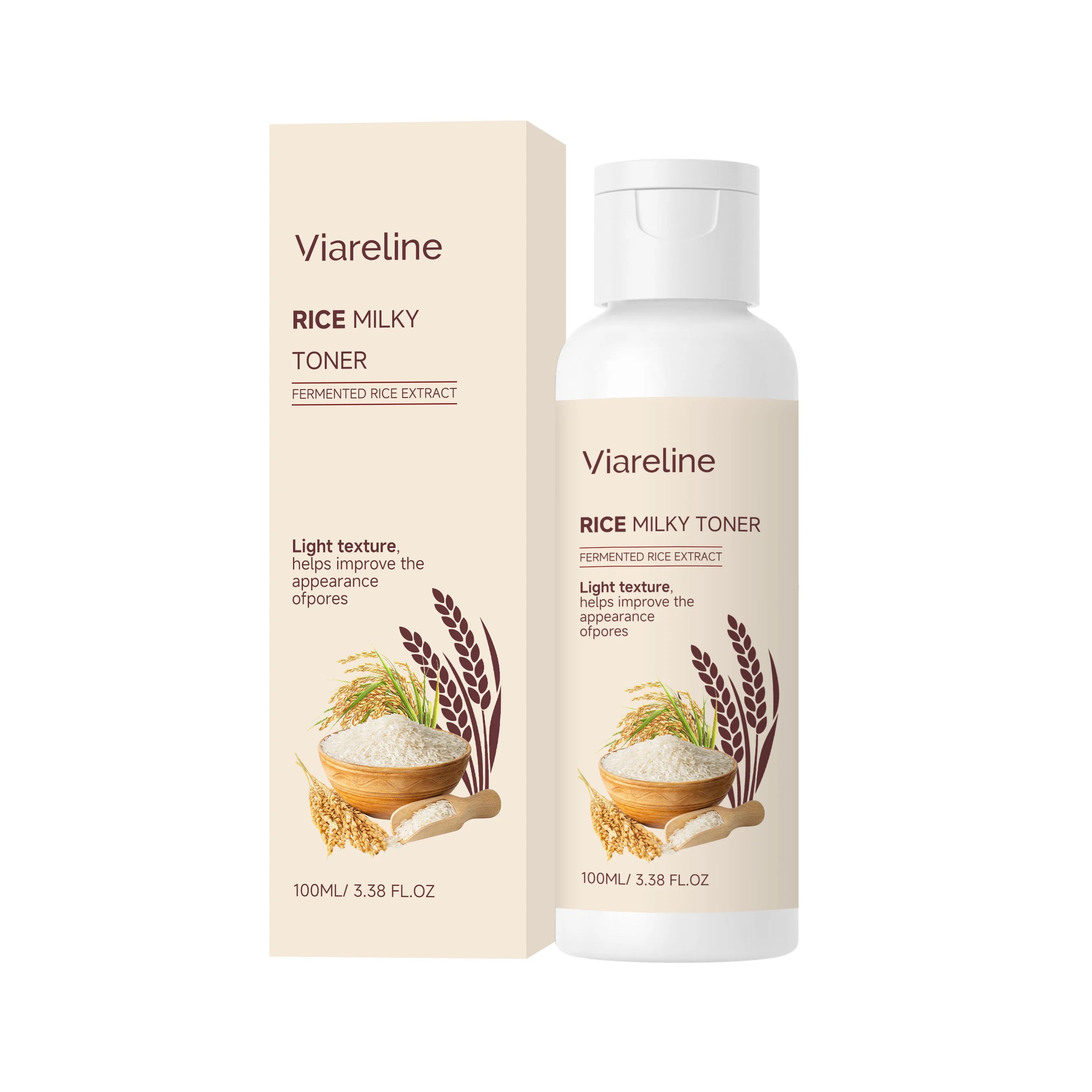 Viareline Rice Milky Toner Anti Dryness Repair Barrier Soothing Qme 100ml Boxed
