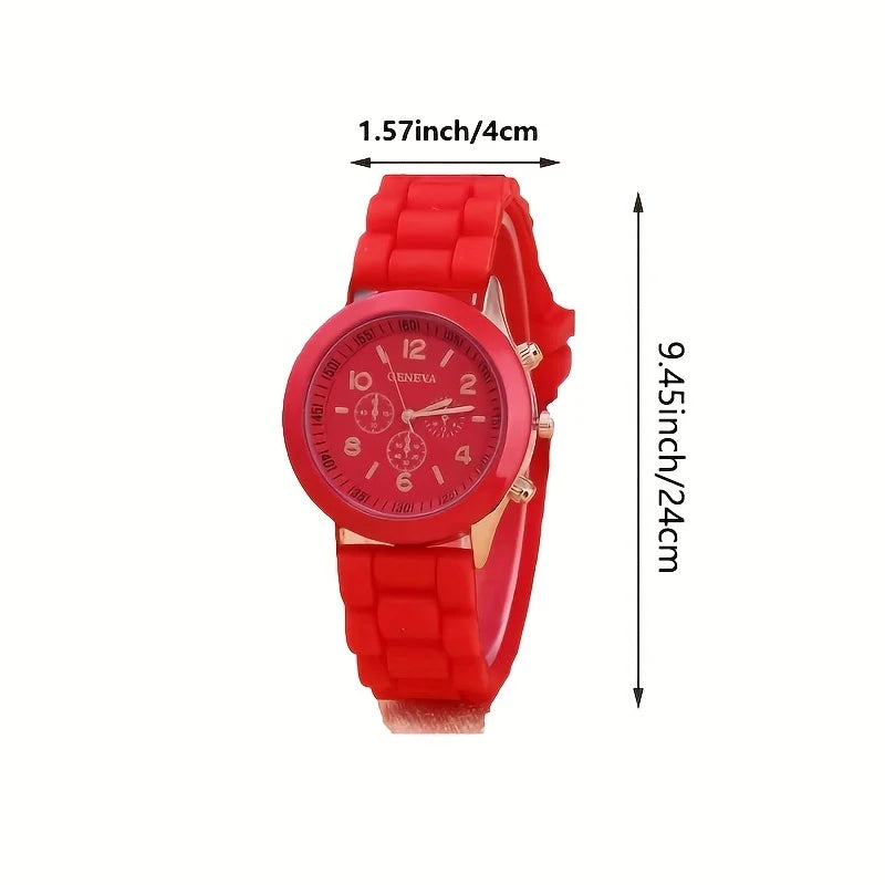 Watch Hot Sales Geneva Brand Silicone Women Watch Ladies Fashion Dress Quartz Wristwatch Female Watch montre relogio feminino Qme