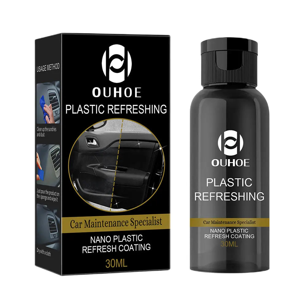 Plastic Refurbish Cleaning Cleaner with Sponge Brush and Wipe Renovation Agent Repair 30/50ml for Automotive Interior Cleaning Qme 30ml