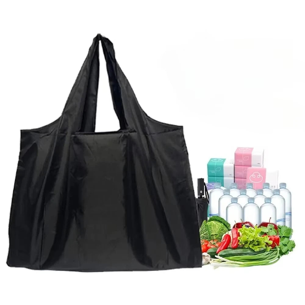 Women Large Capacity Folding Shopping Bag Big Size Portable Grocery Organizer Reusable Nylon Shoulder Handbags Tote Bag Qme