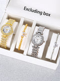 Women Quartz Watch With Matching Heart Bracelets (Box Not Included) Qme Rose