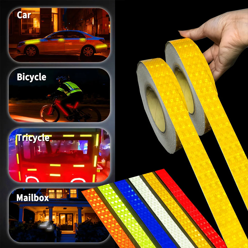 Car Reflective Tape Auto Safety Warning Sticker Reflector Protective Tape Strip Film for Trucks Auto Motorcycle Qme
