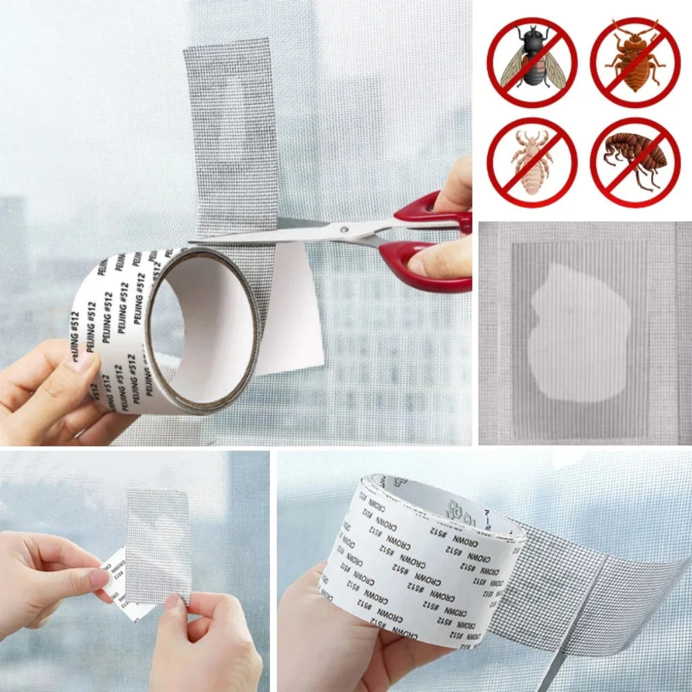 2M Self-adhesive Window Screen Mesh Breathable Mosquito Net Fix Mesh Netting Broken Holes Repair Tools Household Mesh Stickers Qme