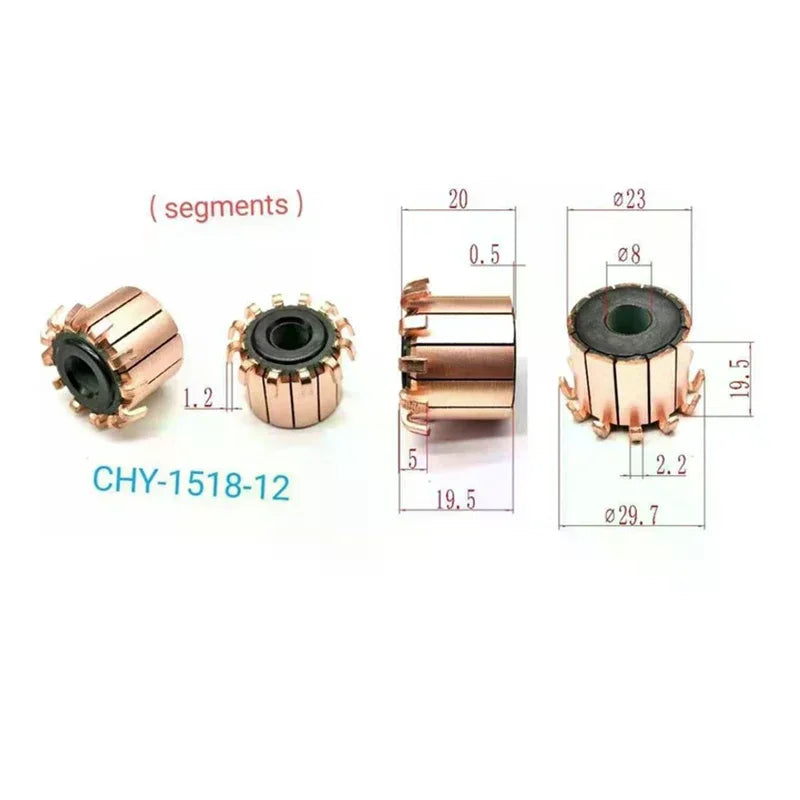 8 23 12P Teeth Copper Hook Electrical Motor Commutator CHY-1518-12 Qme