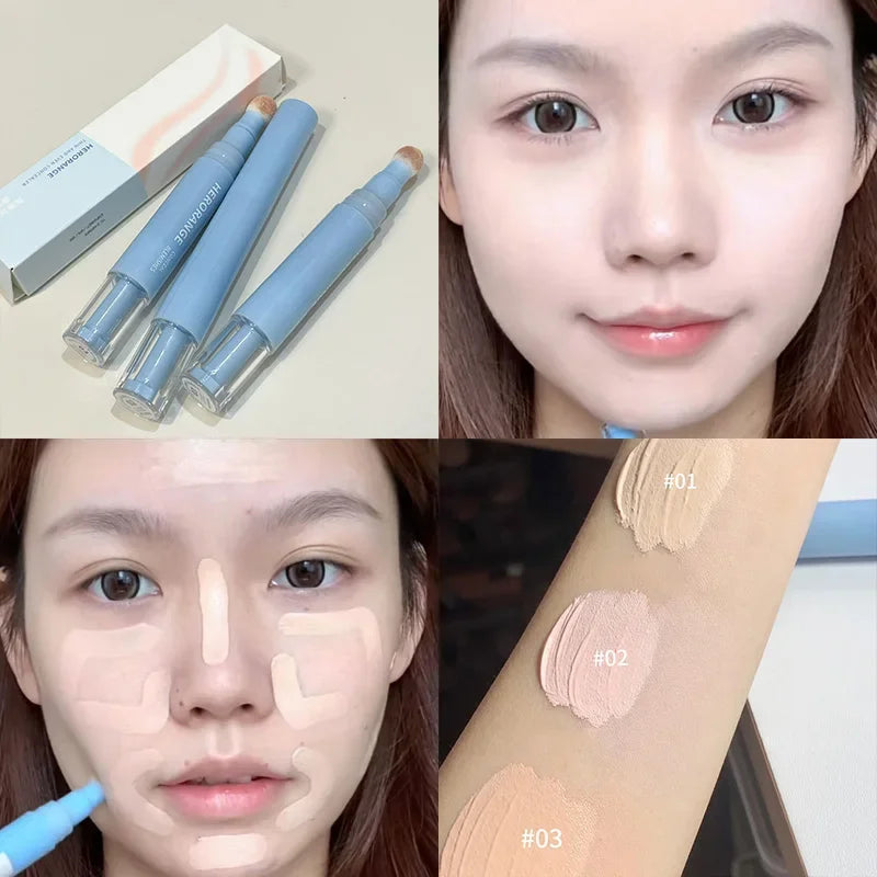 Soft Plush Head Concealer Pen Detail Covering Dark Circles Even Skin Tone Brightening Oil Control Foundation Face Holding Makeup Qme