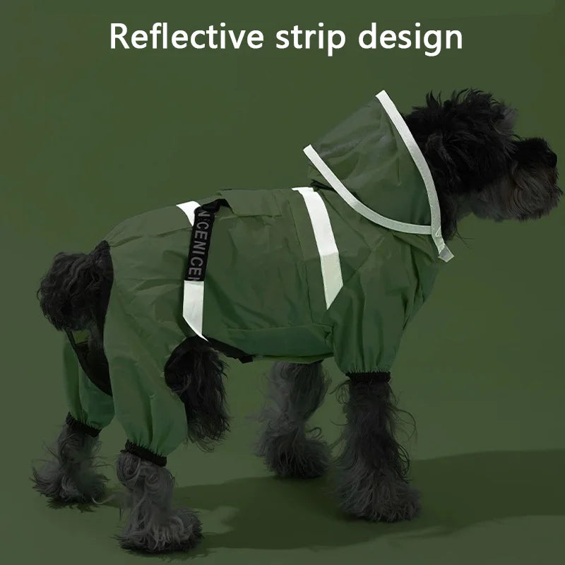 Pet small and medium-sized dog large brimmed raincoat, rainproof with traction rope, reflective strip raincoat (recommended to p Qme