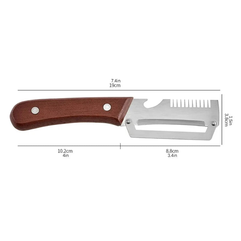 Stainless Steel Peeler with Wooden Handle 3-in-1 Fruit Potato Peeler with Bottle Opener Fruit and Vegetable Scraping Tool Qme