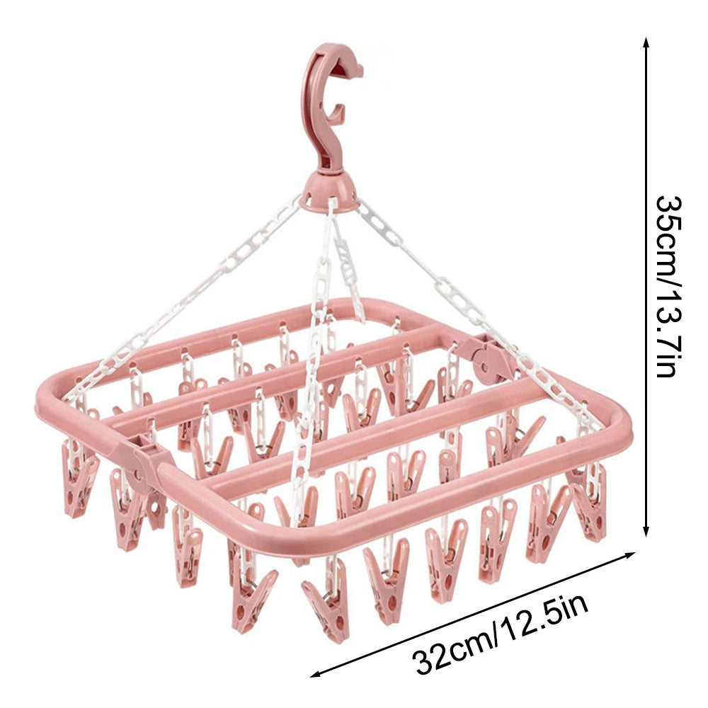 Folding Hangers Multi-Functional Windproof Socks Clip Drying Hangers Household Plastic Clothing Socks Drying Hangers Qme