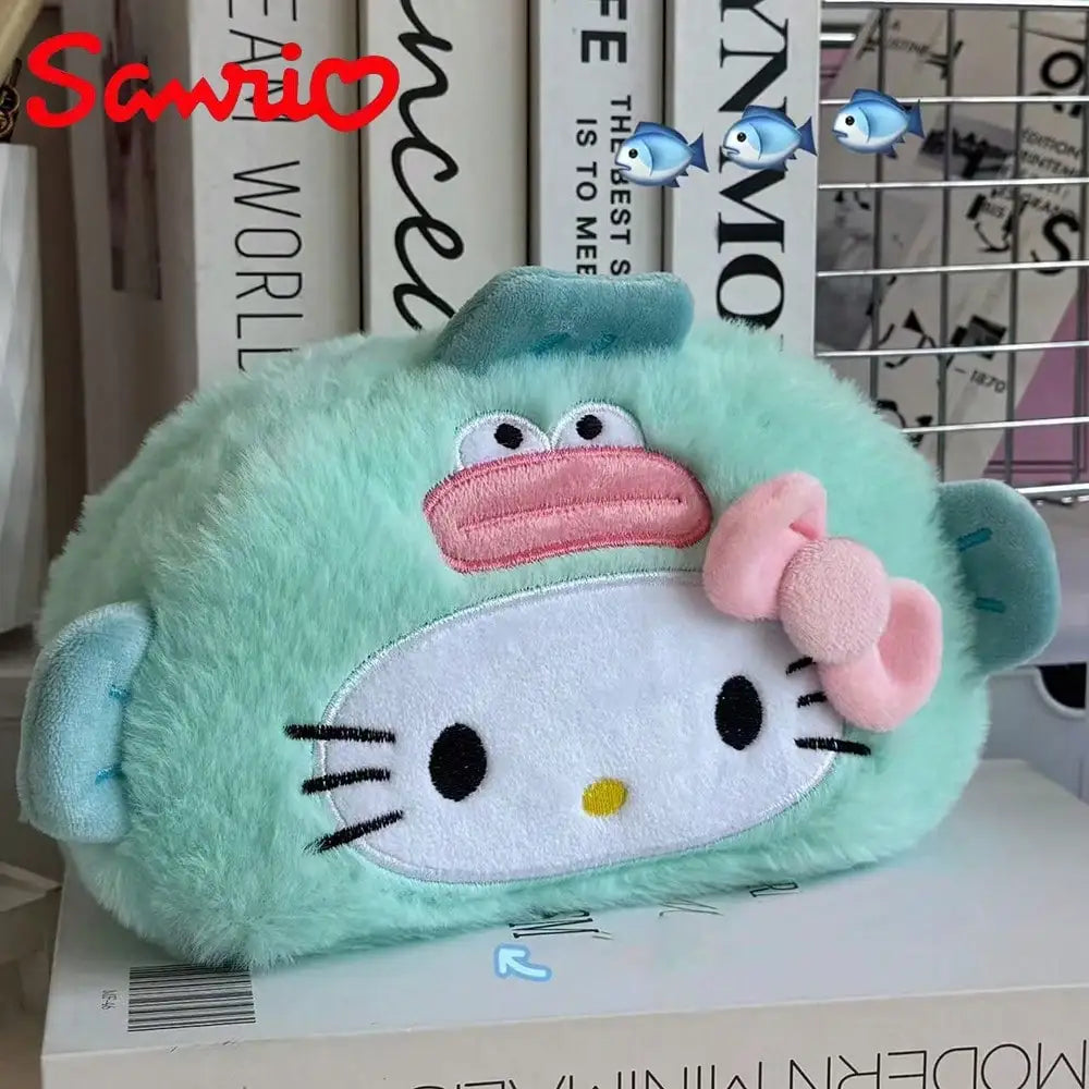 Sanrio KT Cat Plush Pencil Case High-value Cross Dressing Beaver Qme