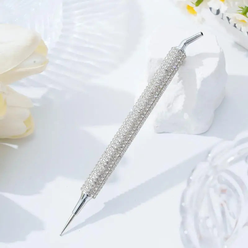 Dual Sided Nail Art Rhinestone Picker Pen Self Adhesive Pickup Tool Qme White