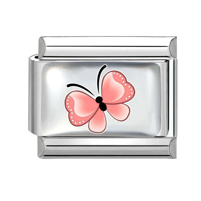 Y2K Attractive Purple Butterfly Colorful Flower Italian Charm Link