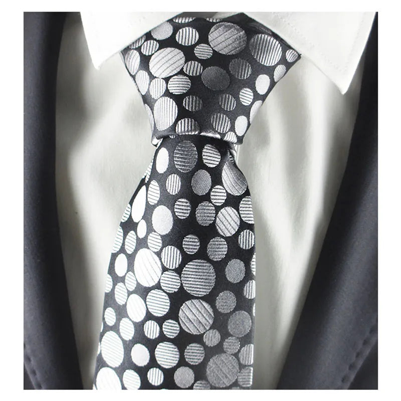Wide Thin Silk Circle Grey Black Shirt Necktie Fabric Ties Vintage Qme