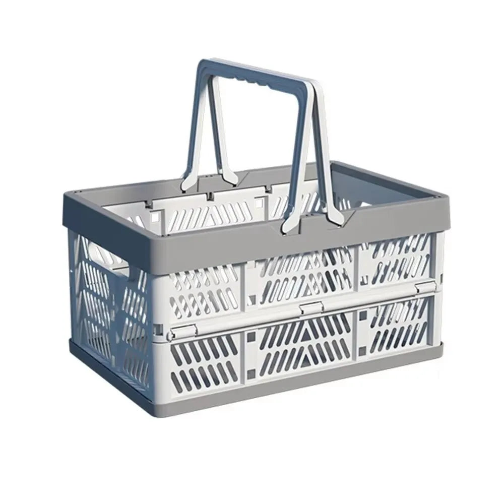 1/2PCS Folding Portable Fruit And Vegetable Storage Basket Sundry Arrangement Thickened Plastic Picnic Basket Qme Grey S